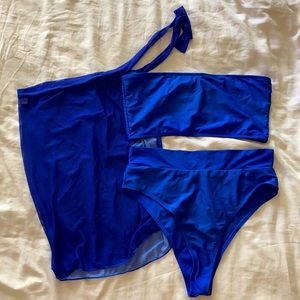 High-Waisted Strapless Bikini Swimsuit